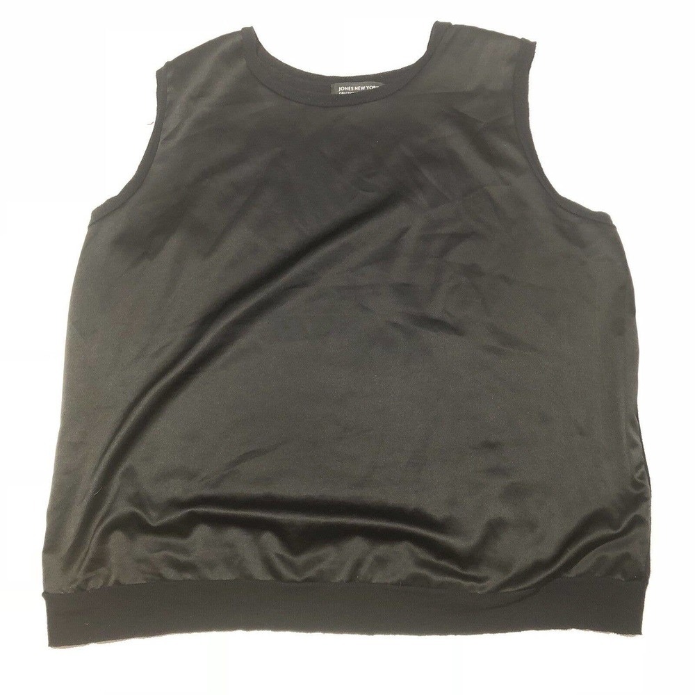 Women's Plus Size 1X Jones New York Solid Black Stretch Dressy Blouse Tank Top